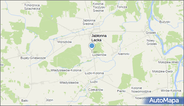 mapa Ludwinów, Ludwinów gmina Jabłonna Lacka na mapie Targeo